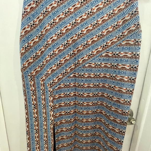 Anthropologie Asymmetrical Blue and Brown Skirt - Picture 2 of 5